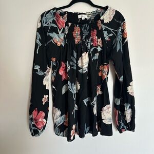 Hailey & Co. Feminine Floral Long Sleeve Peasant Women's Top Size L